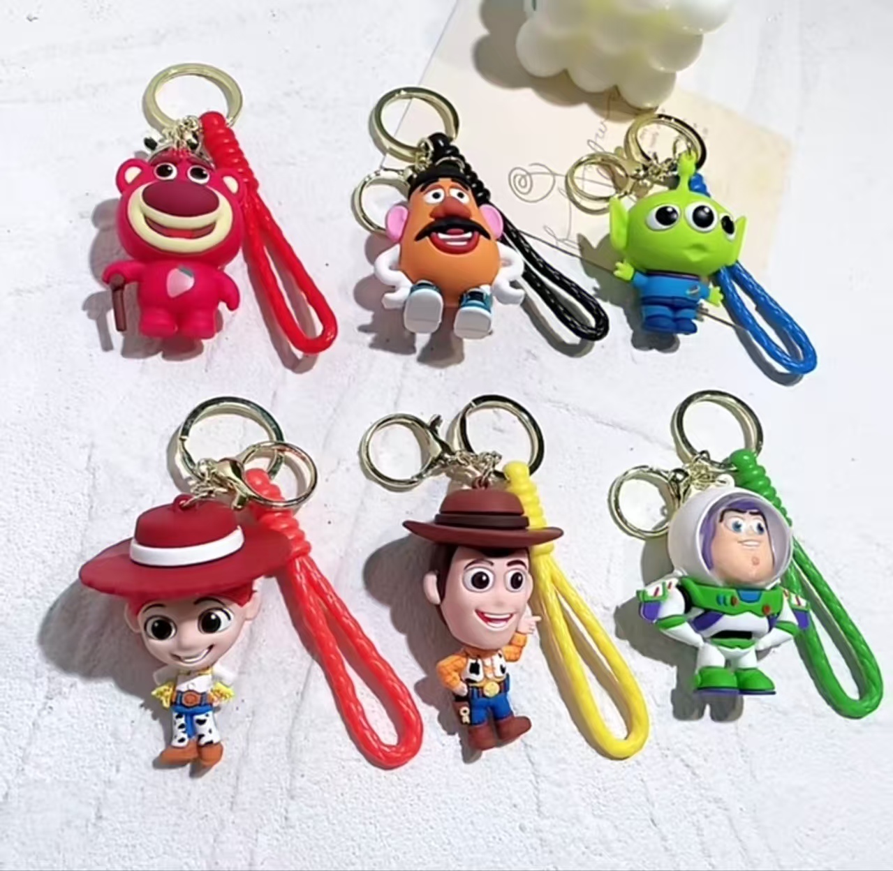 Toy Story figurine keychain Three-Eyed Buzz Lightyear Strawberry Bear Bag Pendant doll