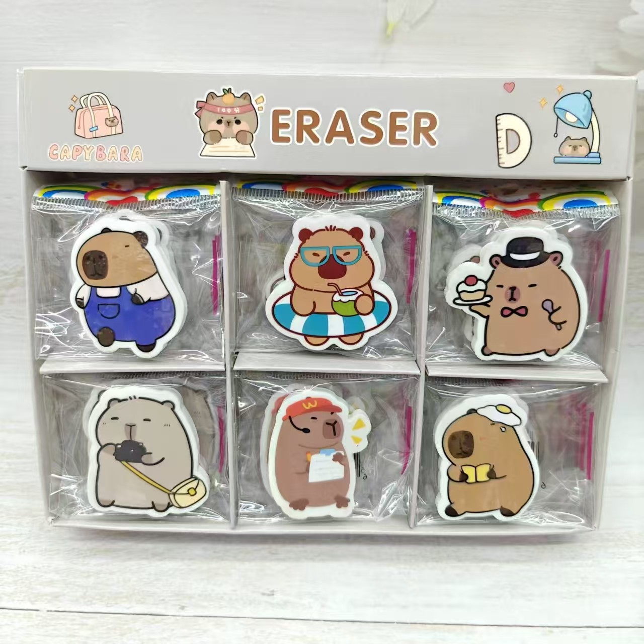 Capybara labubu Cute Stationery Eraser (Capybara)(Whole box packed)
