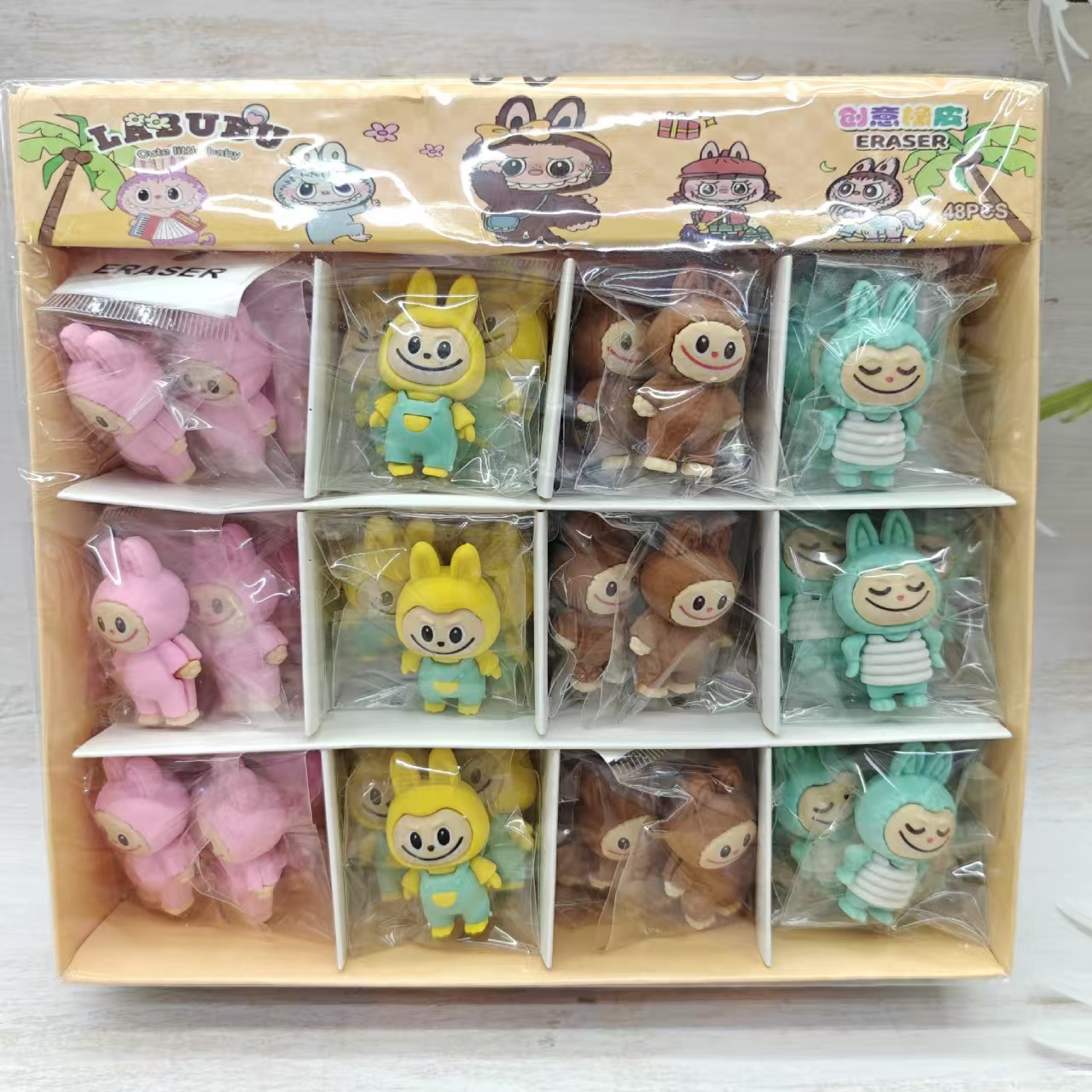 New labubu Cute Stationery 3D plush eraser (labubu)(Whole box packed)
