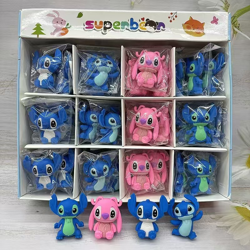 New labubu Cute Stationery 3D plush eraser(Stitch)(Whole box packed)