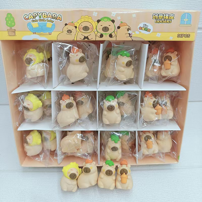 New Capybara Cute Stationery 3D plush eraser(Whole box packed)