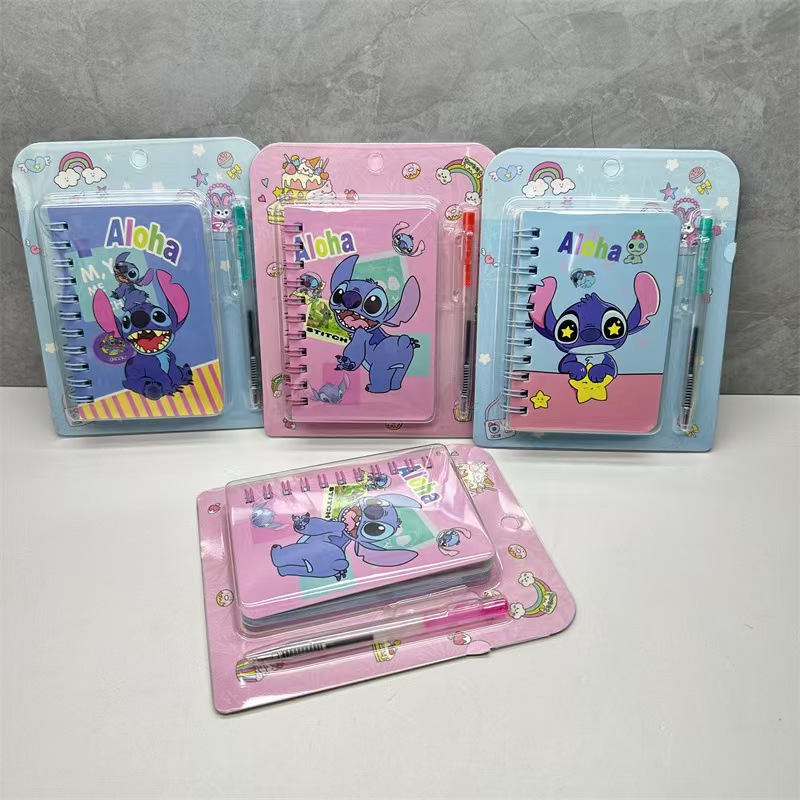 Cute cartoon portable coil notebook with pen(stitch)