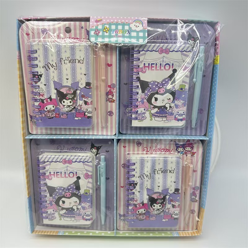 Cute cartoon portable coil notebook with pen(kuromi)