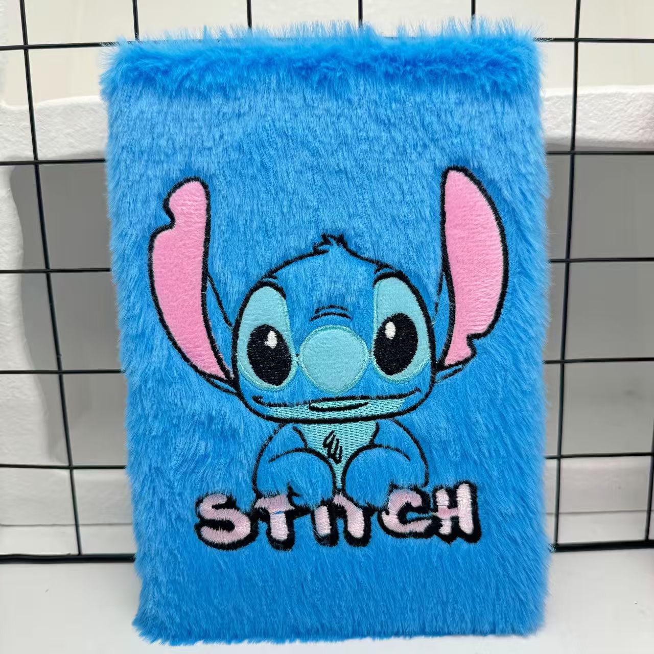 Cute Cartoon stitch plush cover notebook (blue)