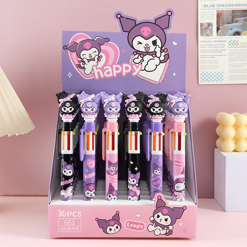 Kuromi Cute cartoon six-color ballpoint pen