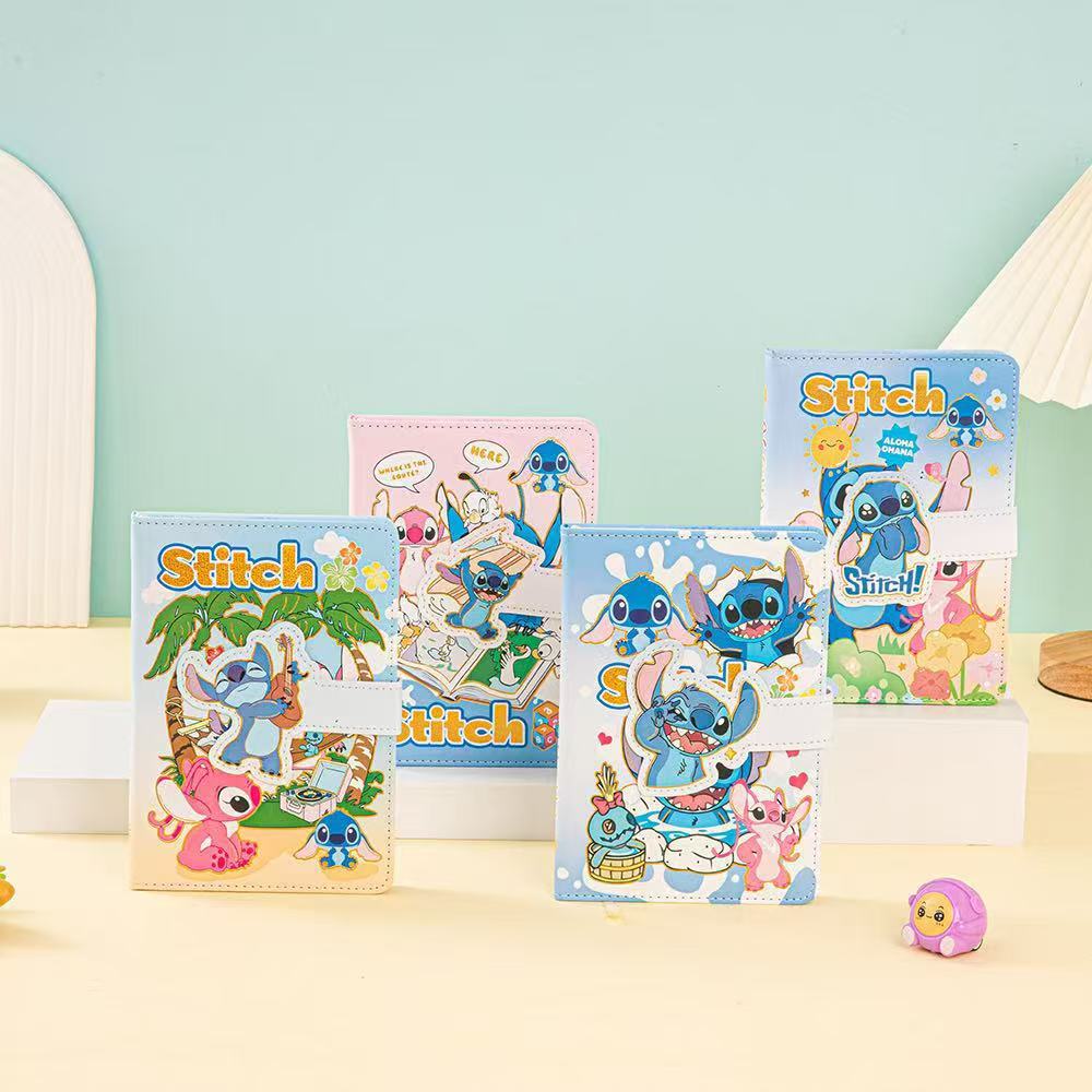 stitch Cute cartoon A5 gold-embossed snap button style planner notebook
