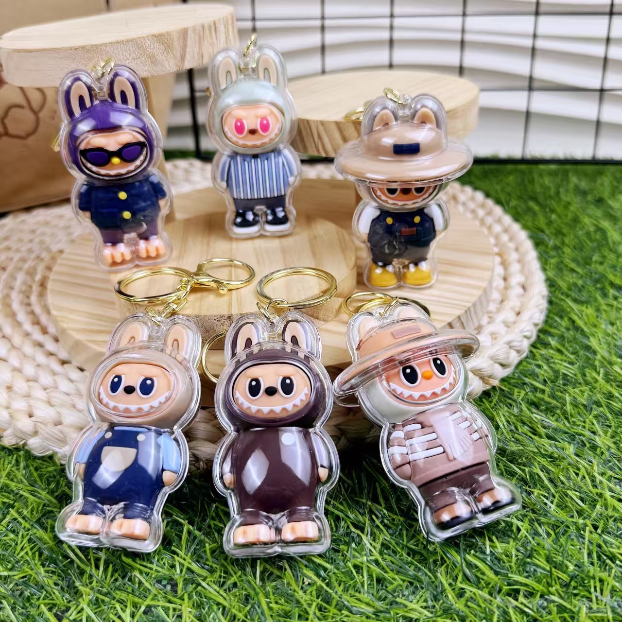 Creative acrylic cartoon cute labubu keychain pendant