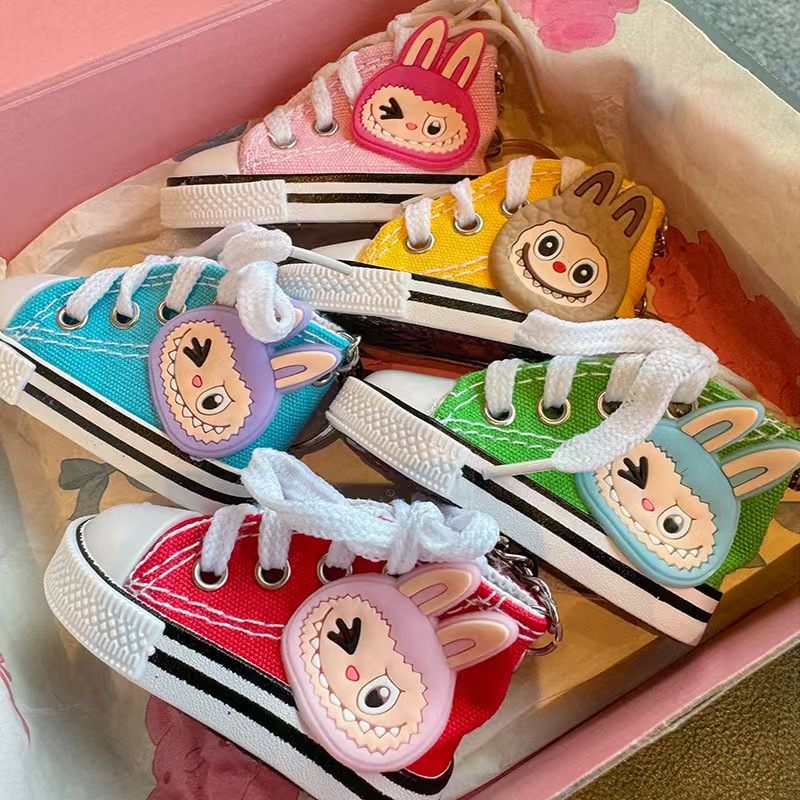 labubu cute cartoon canvas shoes keychain bag pendant