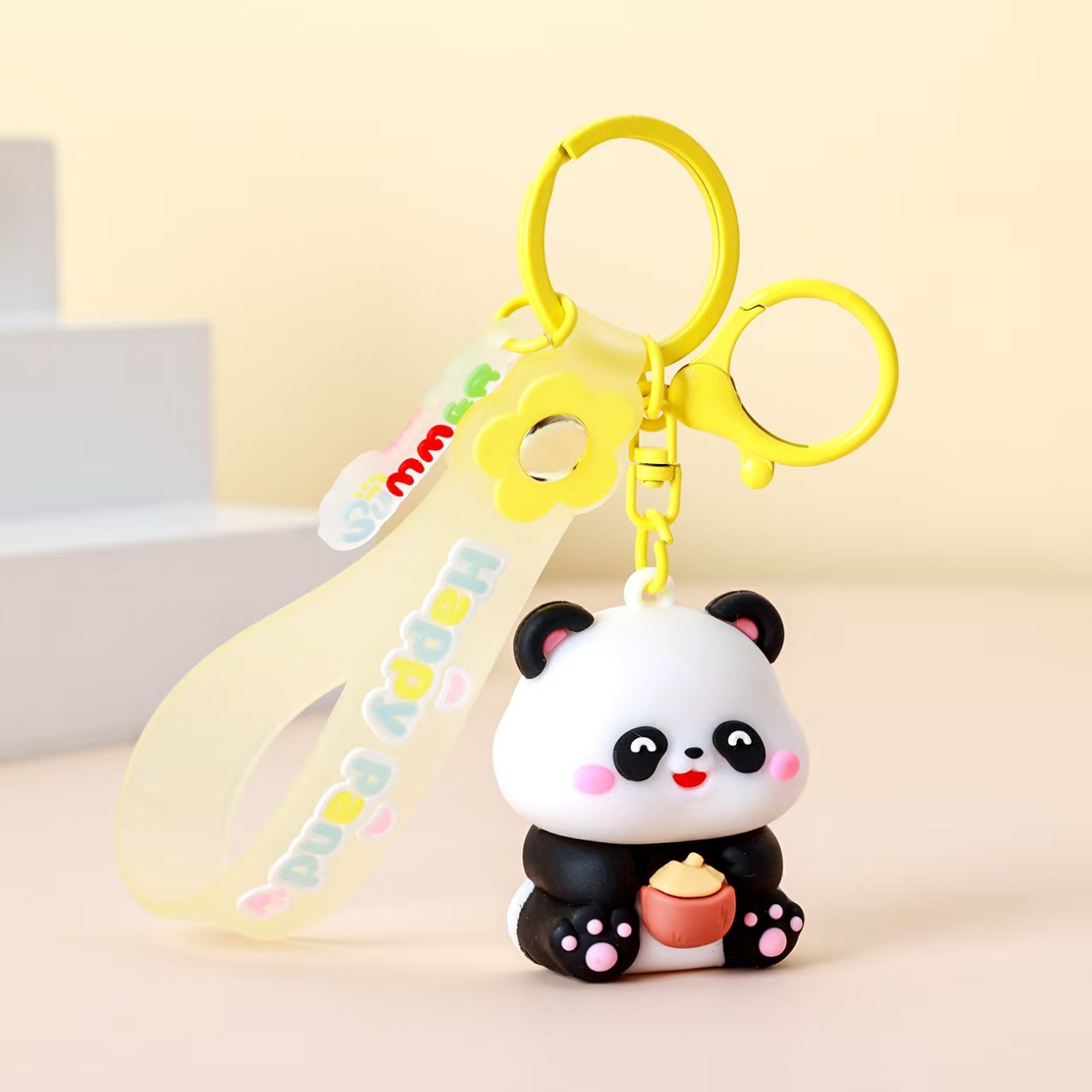 Cute summer panda keychain figurine, small pendant, bag accessory