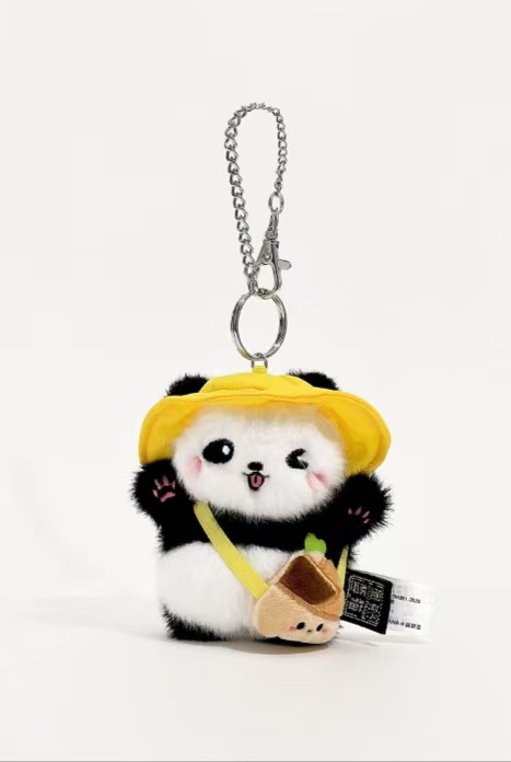 Cartoon outing bamboo shoot backpack, panda plush toy pendant, bag decoration