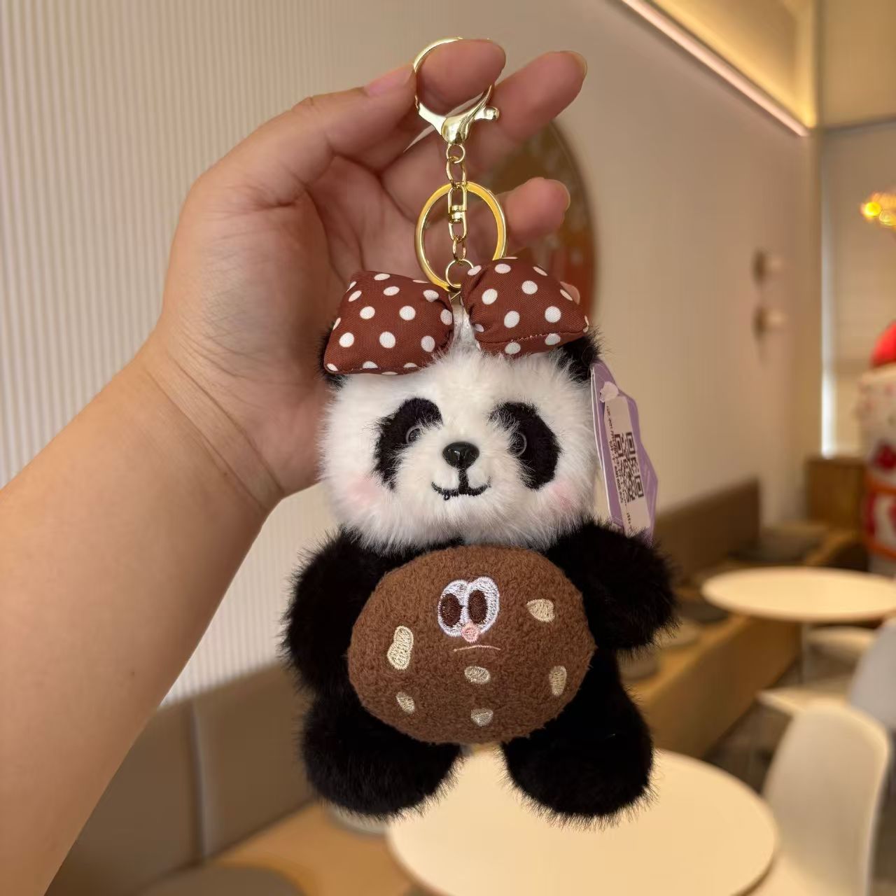 Cartoon cute panda Hua Hua plush toy bag pendant(13cm)