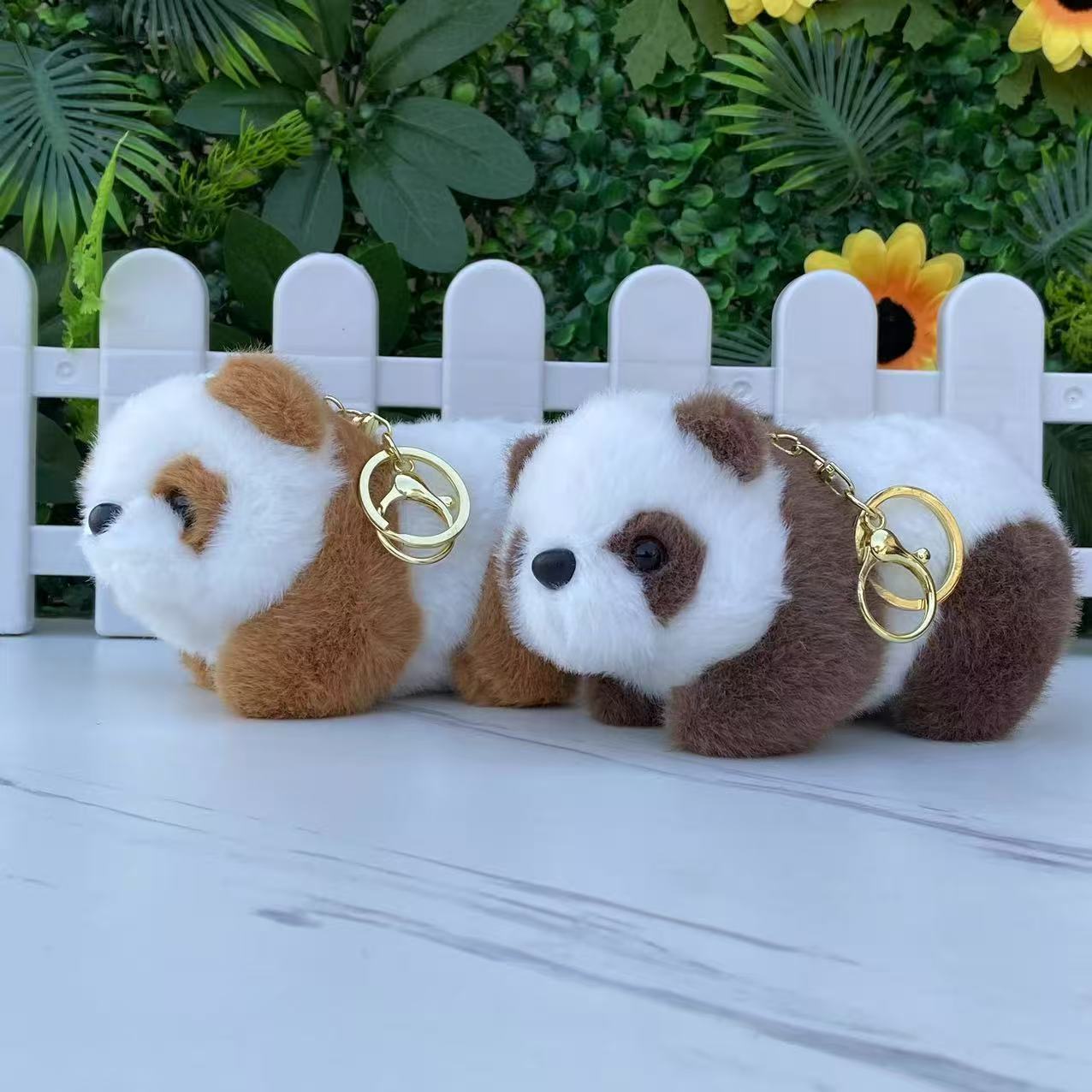 The world's only brown panda Qizai plush toy keychain bag pendant (15cm in height)