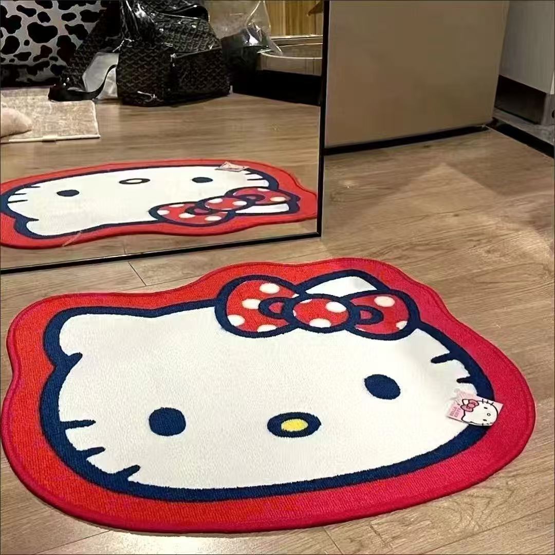 Ins-style hello kitty cute cartoon crystal velvet bedside blanket, carpet cushion and foot mat (40*60cm)