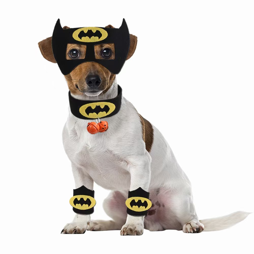 Halloween-themed pet dog Batman eye mask collar 6-piece set
